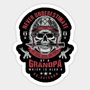 Grandpa Veteran Never Underestimate a Veteran Grandpa Father’s Day Gift Sticker
